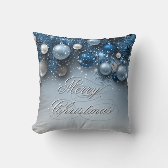 Coussin Ornements de Noël - Blues (Recto)
