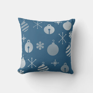 Coussin Ornements de Noël rétro Argent bleu