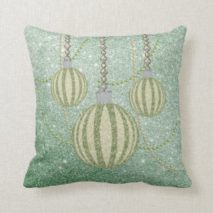 Coussin Ornements verts mous de boule de Noël de parties