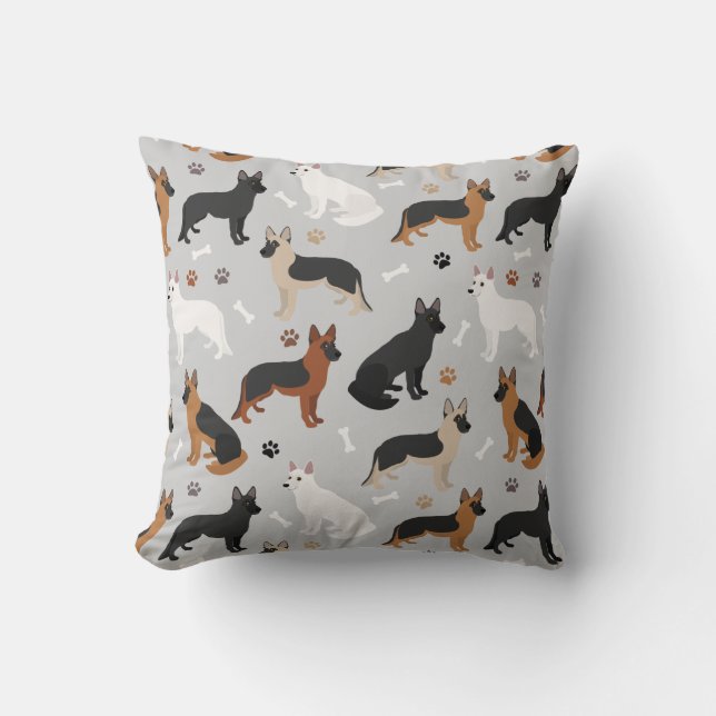 Coussin Os bergers allemands et pattes (Recto)