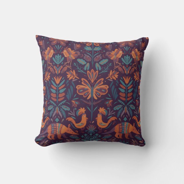 Coussin Otomi Mexican Decorative Throw Pillow (Recto)