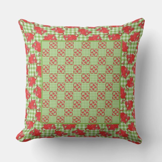 Coussin ou Cushion mignon Dragon rouge sur En vich (Recto)