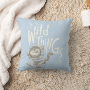 Coussin Où sont les bêtes sauvages Citation - Bleu