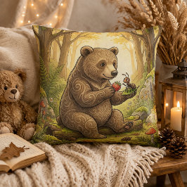 Coussin Ours adorable et ami fourmi Animaux de la forêt