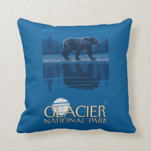 Coussin Ours dans le clair de lune - parc national de