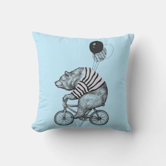 Coussin Ours de bicyclette de ballon (Recto)