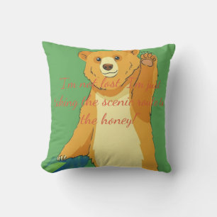 Coussin Ours de dessin animé agitant la main de manière am