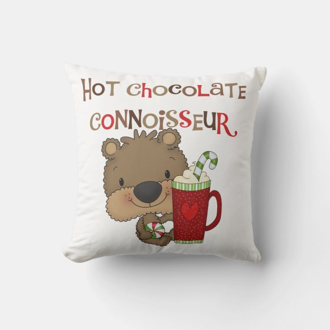 Coussin Ours de garçon de connaisseur de chocolat chaud (Recto)