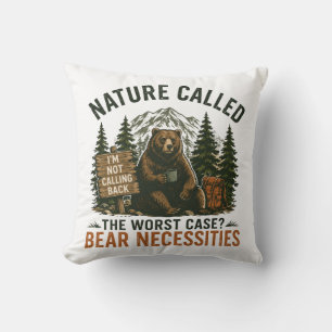 Coussin Ours drôle Panneau de camping Nature a appelé