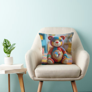 Coussin Ours en feutre coloré