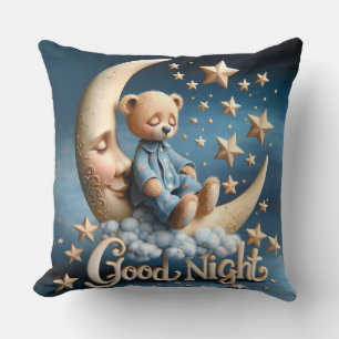 Coussin Ours en peluche dormant