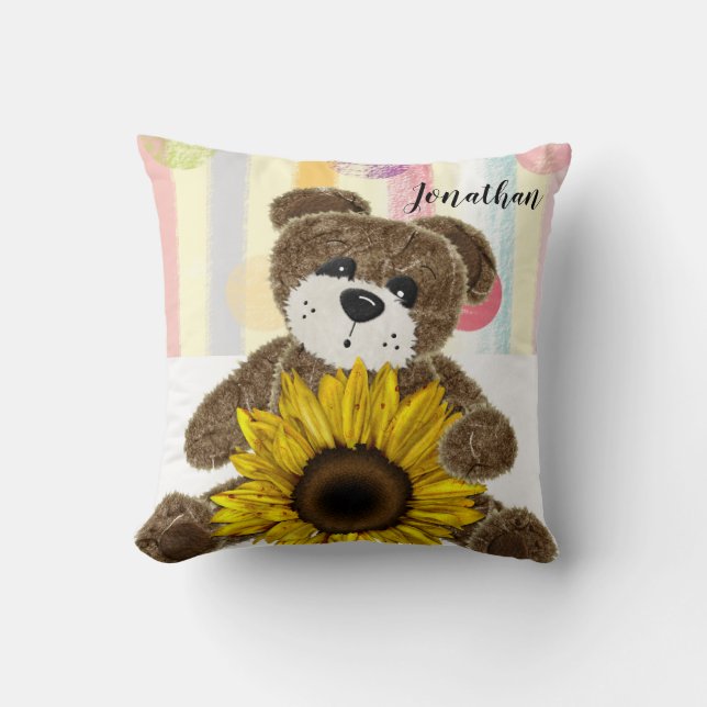 Coussin Ours En Teddy Pastel Épervier À Jets (Recto)