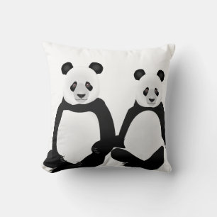 Coussin Ours et petits panda noirs et blancs