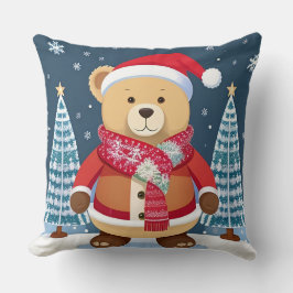 Coussin Ours Festif Teddy Avec Chapeau De Père Noël