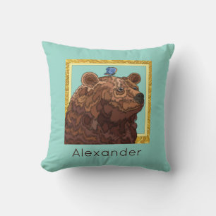 Coussin Ours mignon avec papillon, l'enfant personnalisé