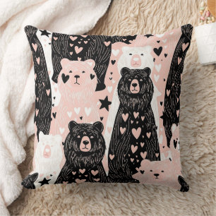 Coussin Ours mignon - Douce forêt de bois pastel (5)