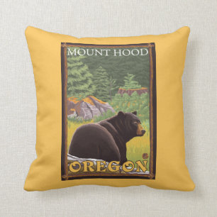 Coussin Ours noir dans la forêt - capot de bâti, Orégon