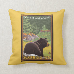Coussin Ours noir dans la forêt - cascades du nord,