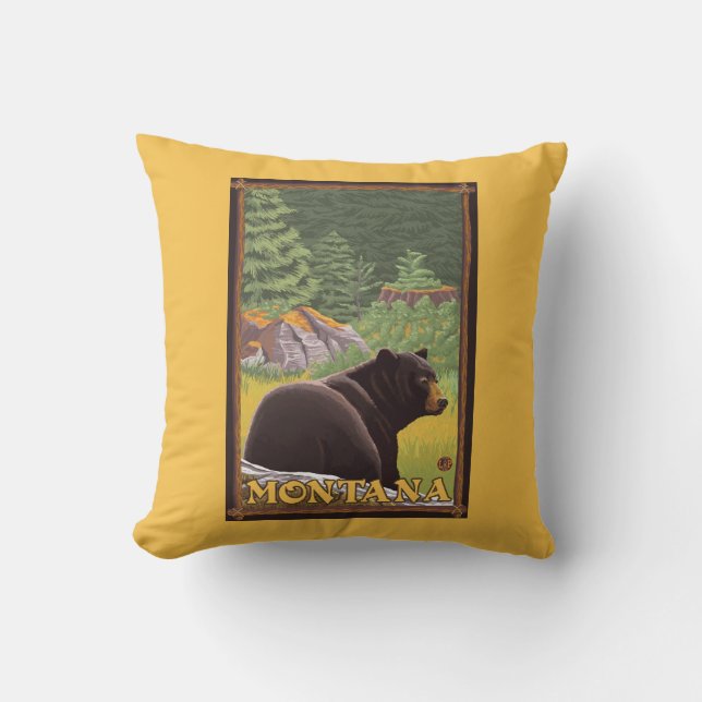Coussin Ours noir dans la forêt - Montana (Recto)