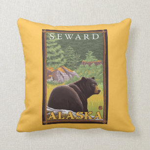 Coussin Ours noir dans la forêt - Seward, Alaska