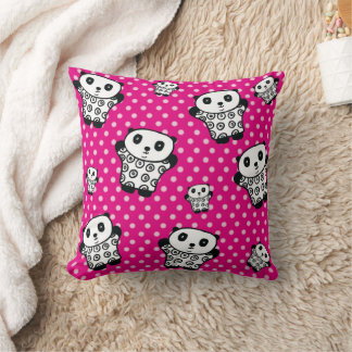 Coussin Ours Panda Kawaii Moderne Rose Féminin à pois