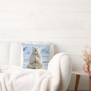 Coussin Ours polaire dans une pose de yoga