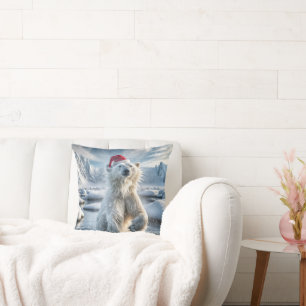 Coussin Ours Polaire De Noël Dans L'Eau Arctique