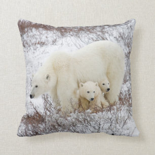 Coussin Ours polaire femelle et deux petits