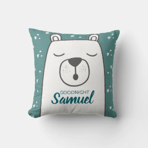 Coussin Ours polaire mignon avec nom personnalisé Nursery
