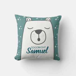 Coussin Ours polaire mignon avec nom personnalisé Nursery