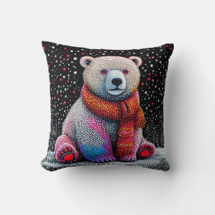 Coussin 🐻❄️ Ours Polaire Mignon Décoration d'Hiver Confo