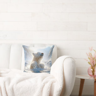 Coussin Ours Polaire S'Éclaboussant Dans L'Eau Arctique