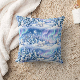 Coussin Ours polaires Lancer de lune aurore Merveilleux hi