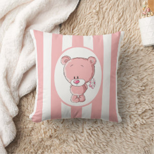 Coussin Ours rose Ours Ours Oreille à lancer, 16 po x 16 p