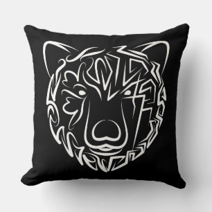 Coussin Ours tribal noir et blanc