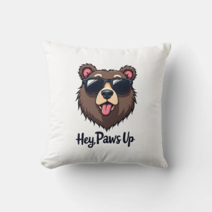 Coussin Ours vintage Hey Paws Up avec des lunettes de sole