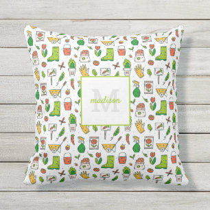 Coussin Outil de jardinage Motifs jardiniers Monogramme in