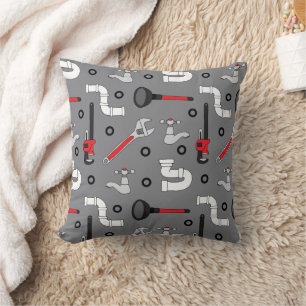 Coussin Outil de plomberie de plomberie à motif gris