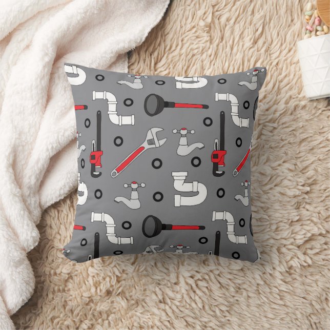Coussin Outil de plomberie de plomberie à motif gris (Couverture)