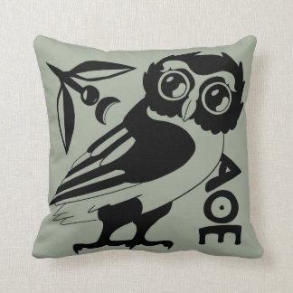 Coussin Owl of Minerva Pillow, Green/gray(#a3ac99)