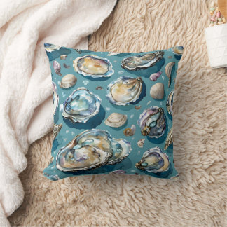 Coussin Oysters Clams Coquillages Motif bleu