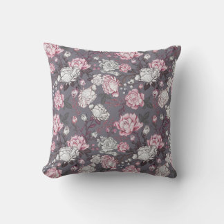 Coussin Padrão Floral com Rosas e Peônias