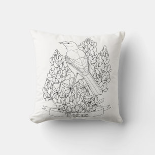 Coussin Page de coloration des oiseaux et des fleurs du Te