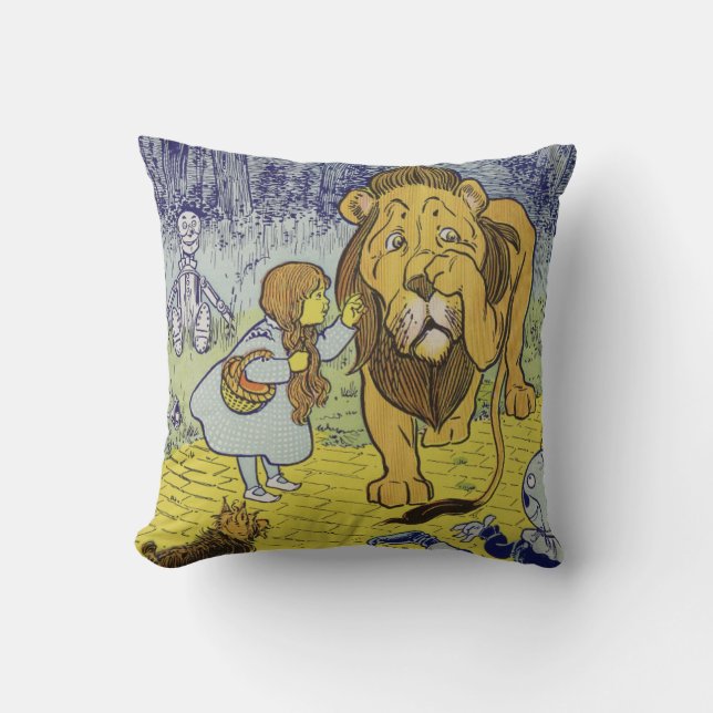 Coussin Page lâche de livre de magicien d'Oz de lion (Recto)