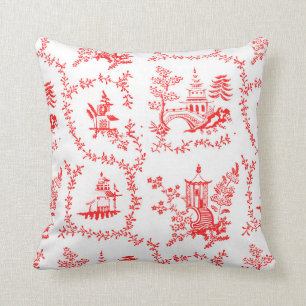 Coussin Pagode de la Chinoiserie rouge
