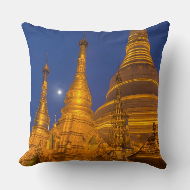 Coussin Pagode de Shwedagon la nuit, Myanmar (Recto)