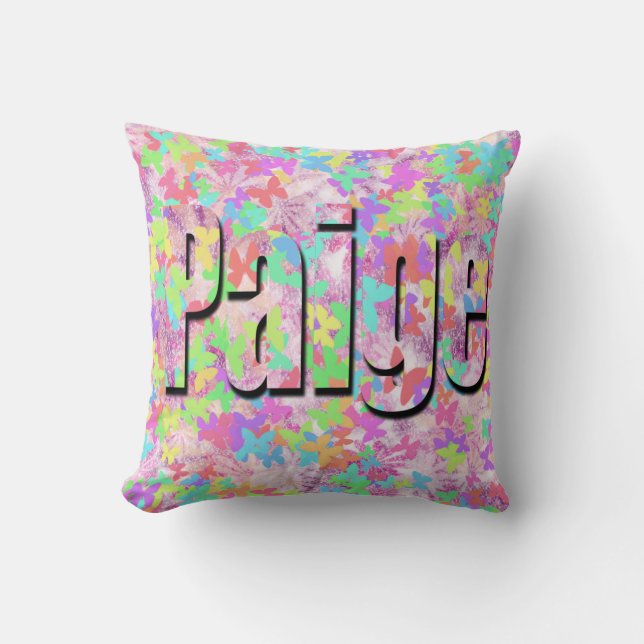 Coussin Paige, Logo Du Nome Des Filles Sur Les Papillons P (Recto)