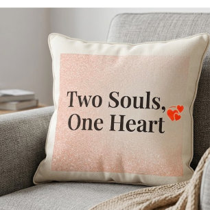 Coussin Pailleté Or Rose Élégant Citation Romantique