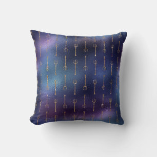 Coussin Paillette de Sirène Bleue - Motif Trident -