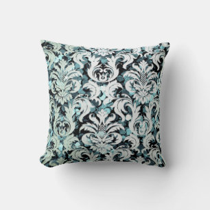 Coussin Paillette nacrée en bon état de gris de damassé